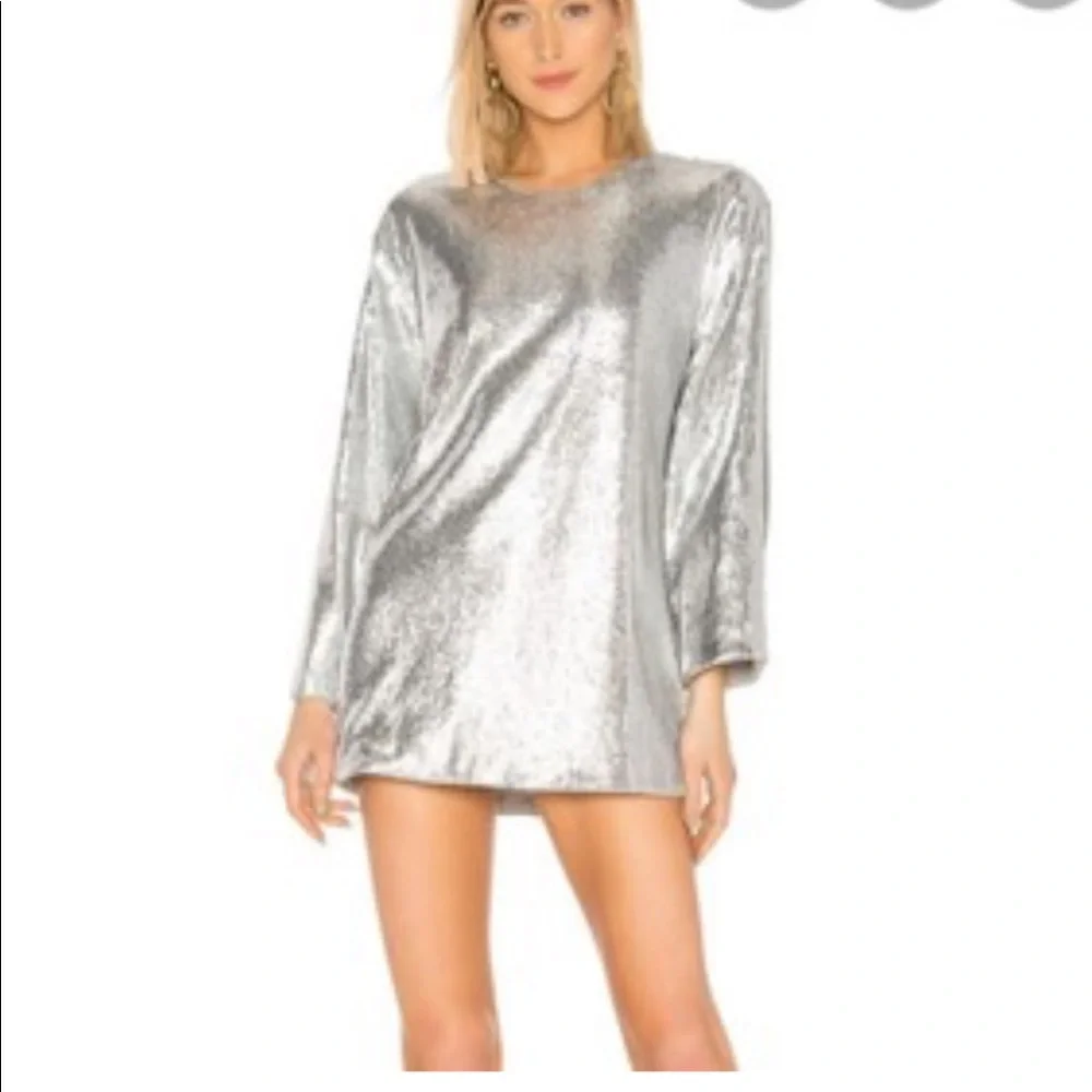 FUN Lovers+Friends Silver Sequin Mini Dress - Picture 1 of 2